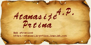 Atanasije Prtina vizit kartica